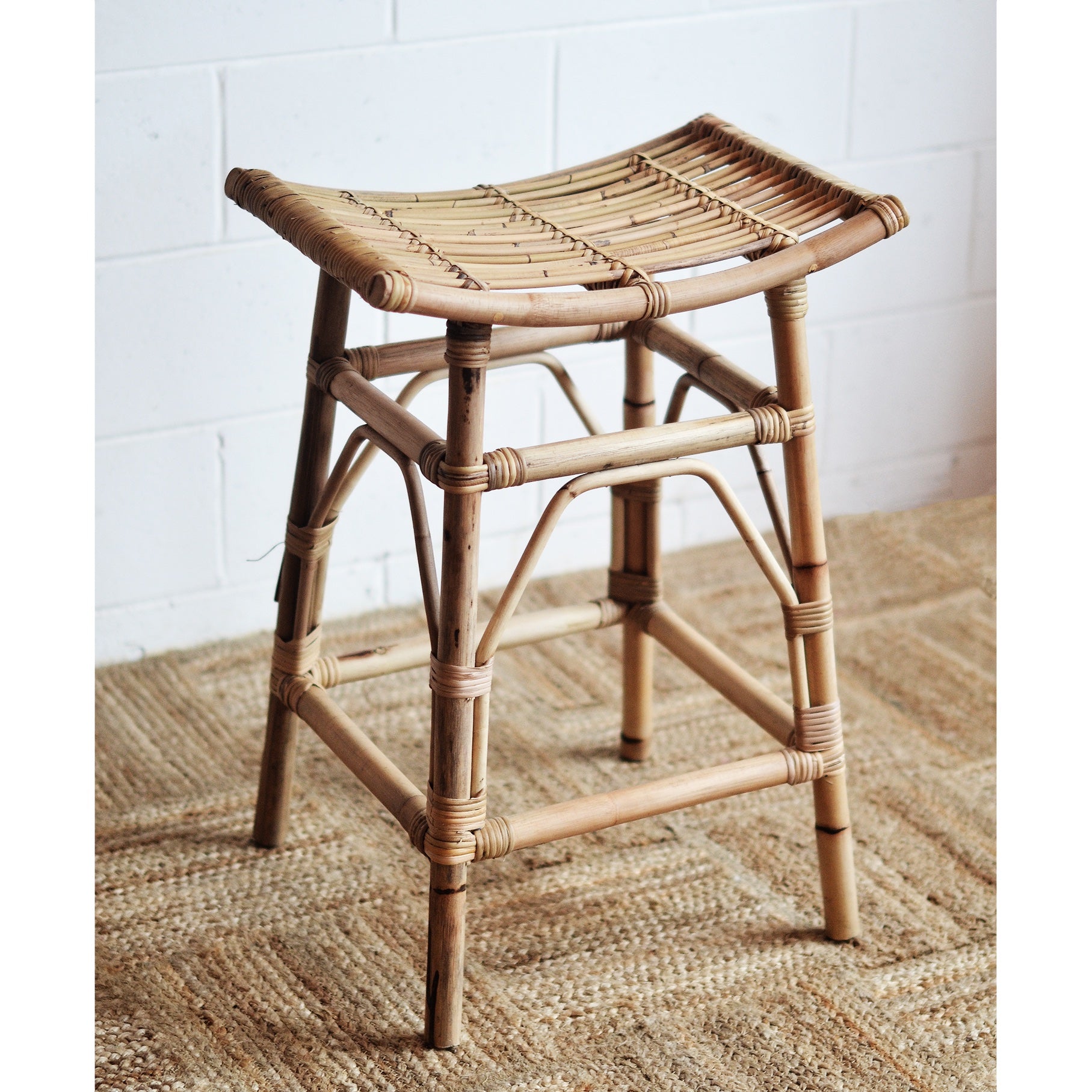Curved Rattan Counter Stool
