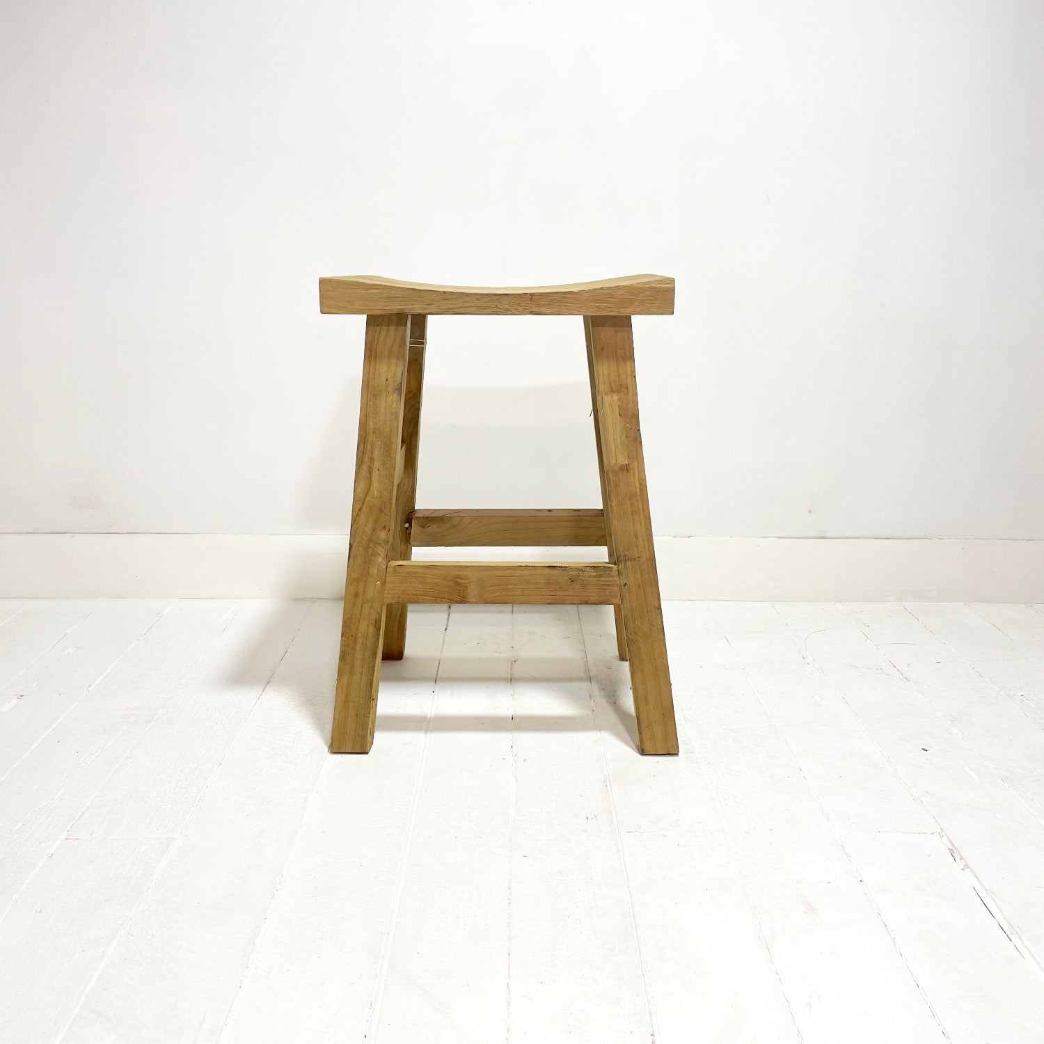 Curved Teak Counter Stool 69cm