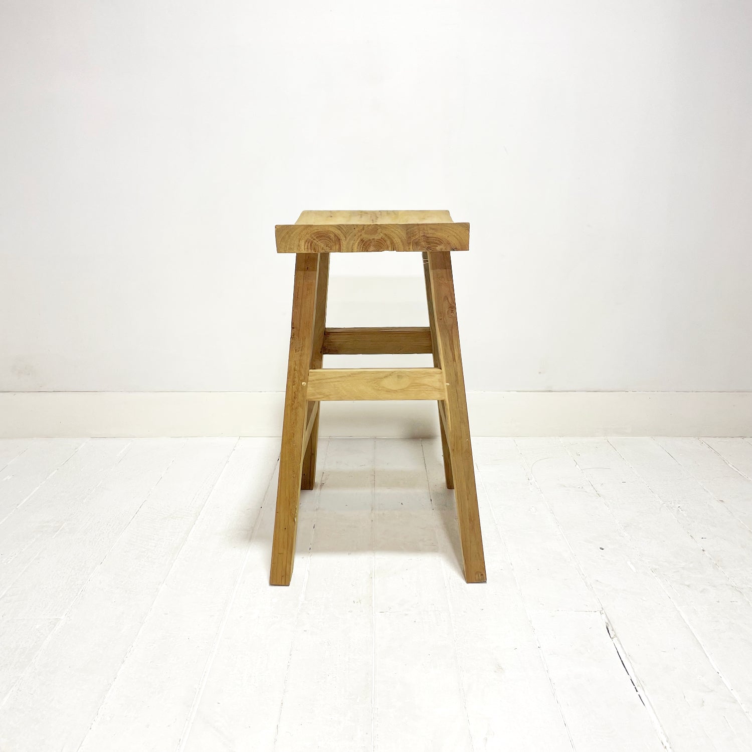 Curved Teak Counter Stool 69cm