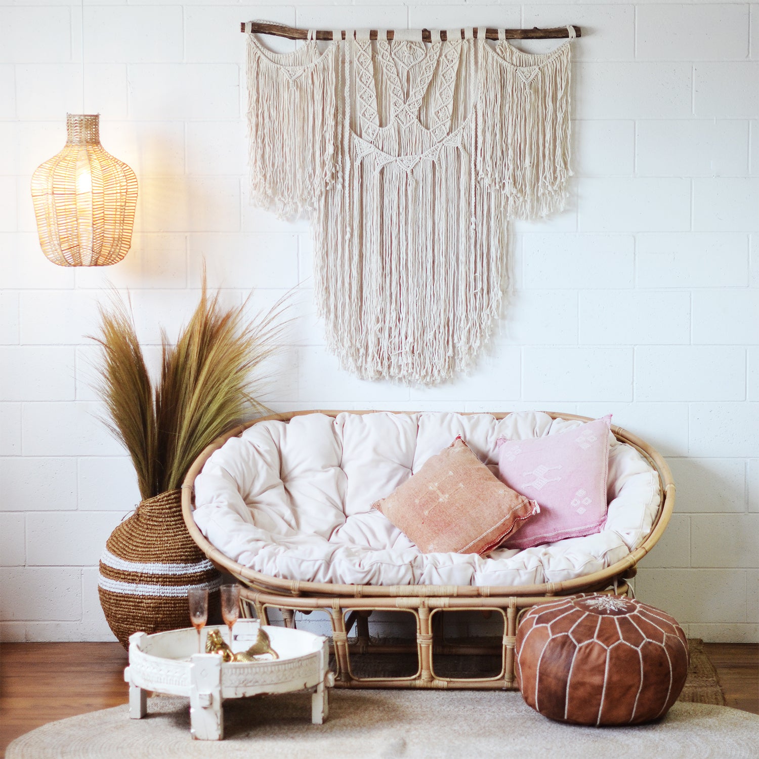Natural Double Rattan Papasan Chair | Pre Order