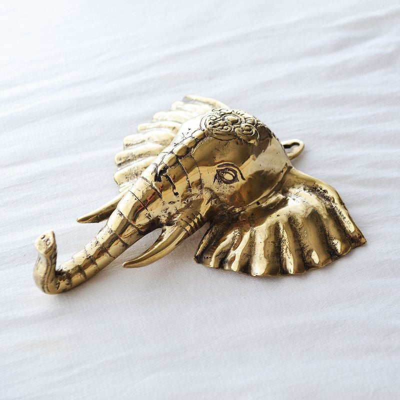 Vintage Brass Elephant Head Hook 