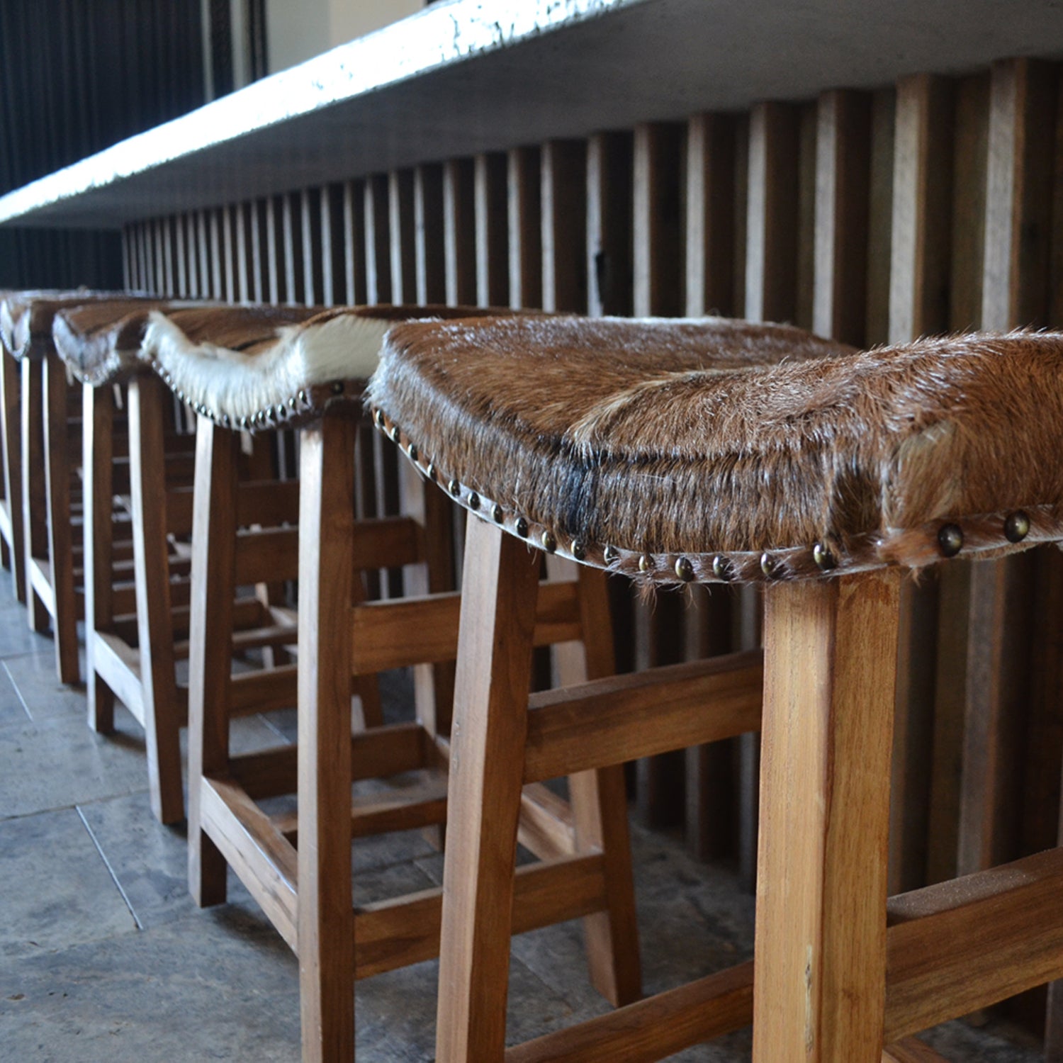 Goat Hide Counter Stool