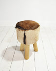 Goat Hide Small Round Stool | Made To Order