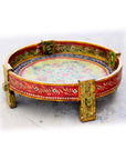 Hand Painted Indian Timber Grinder Tables | Assorted Sizes