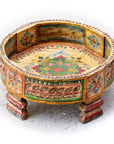 Hand Painted Indian Timber Grinder Tables | Assorted Sizes