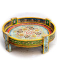 Hand Painted Indian Timber Grinder Tables | Assorted Sizes