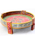 Hand Painted Indian Timber Grinder Tables | Assorted Sizes