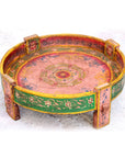 Hand Painted Indian Timber Grinder Tables | Assorted Sizes