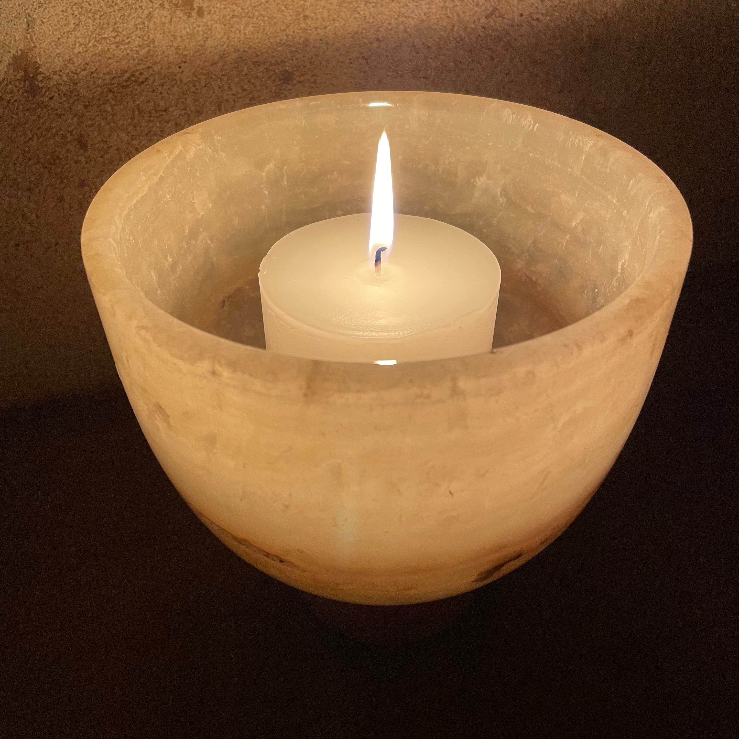 Onyx Stone Round Stand Candle Holder