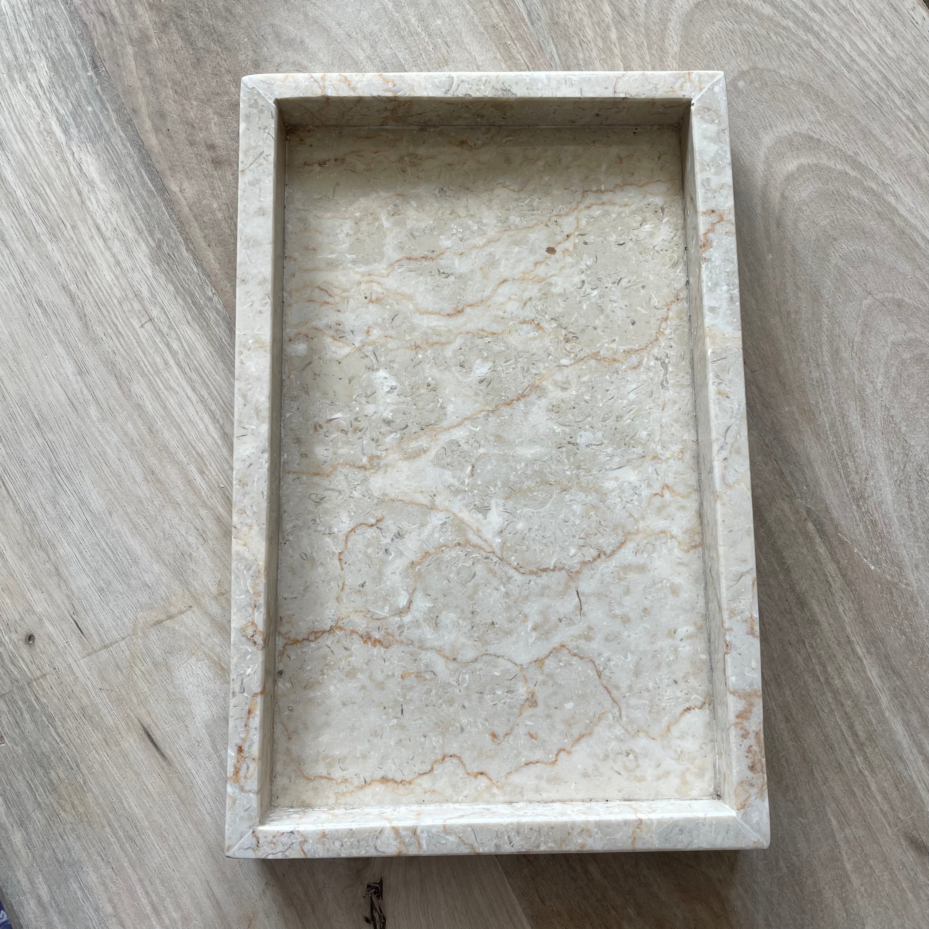 Marble Rectangular Stone Tray - Beige