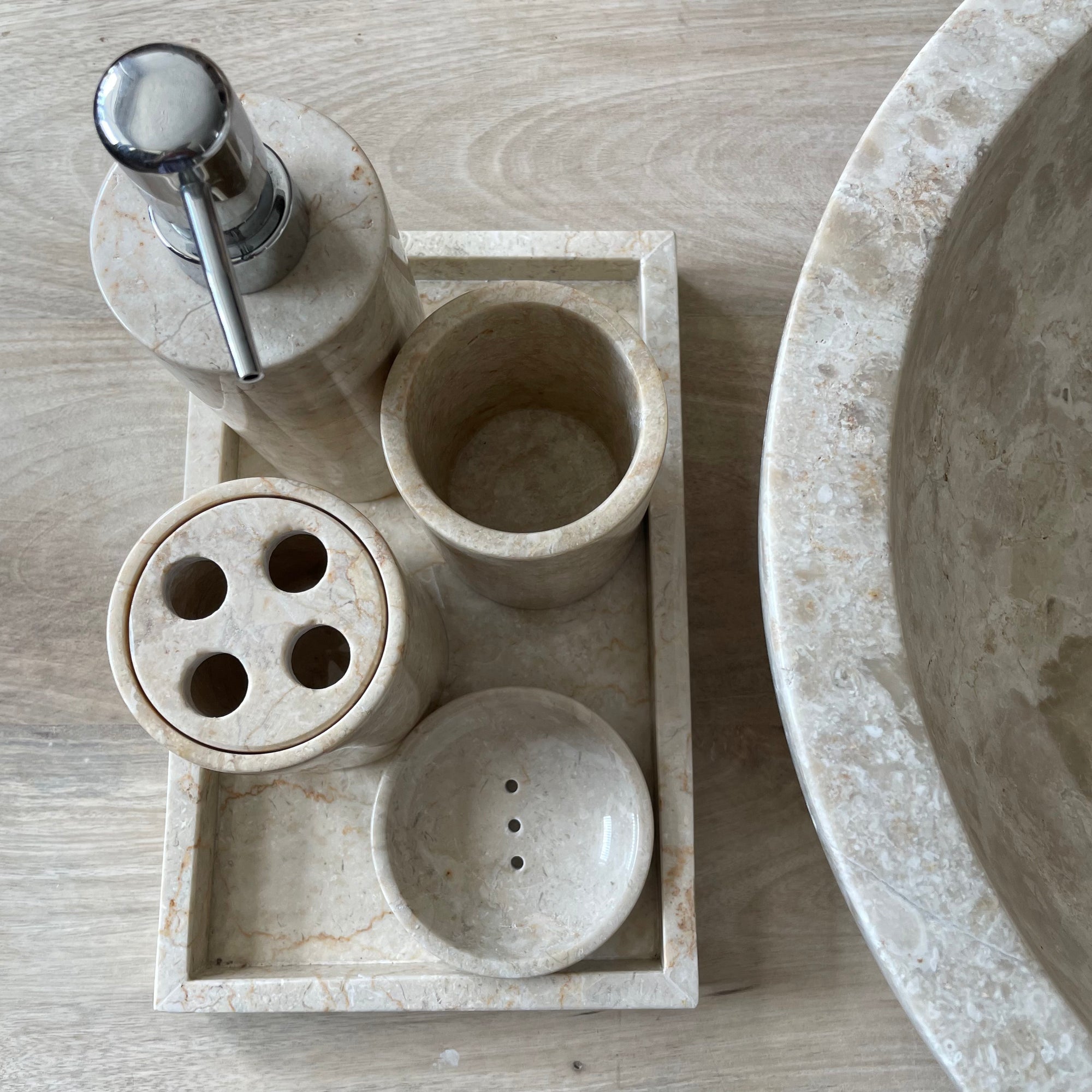 Beige Marble Stone Tooth Brush Holder