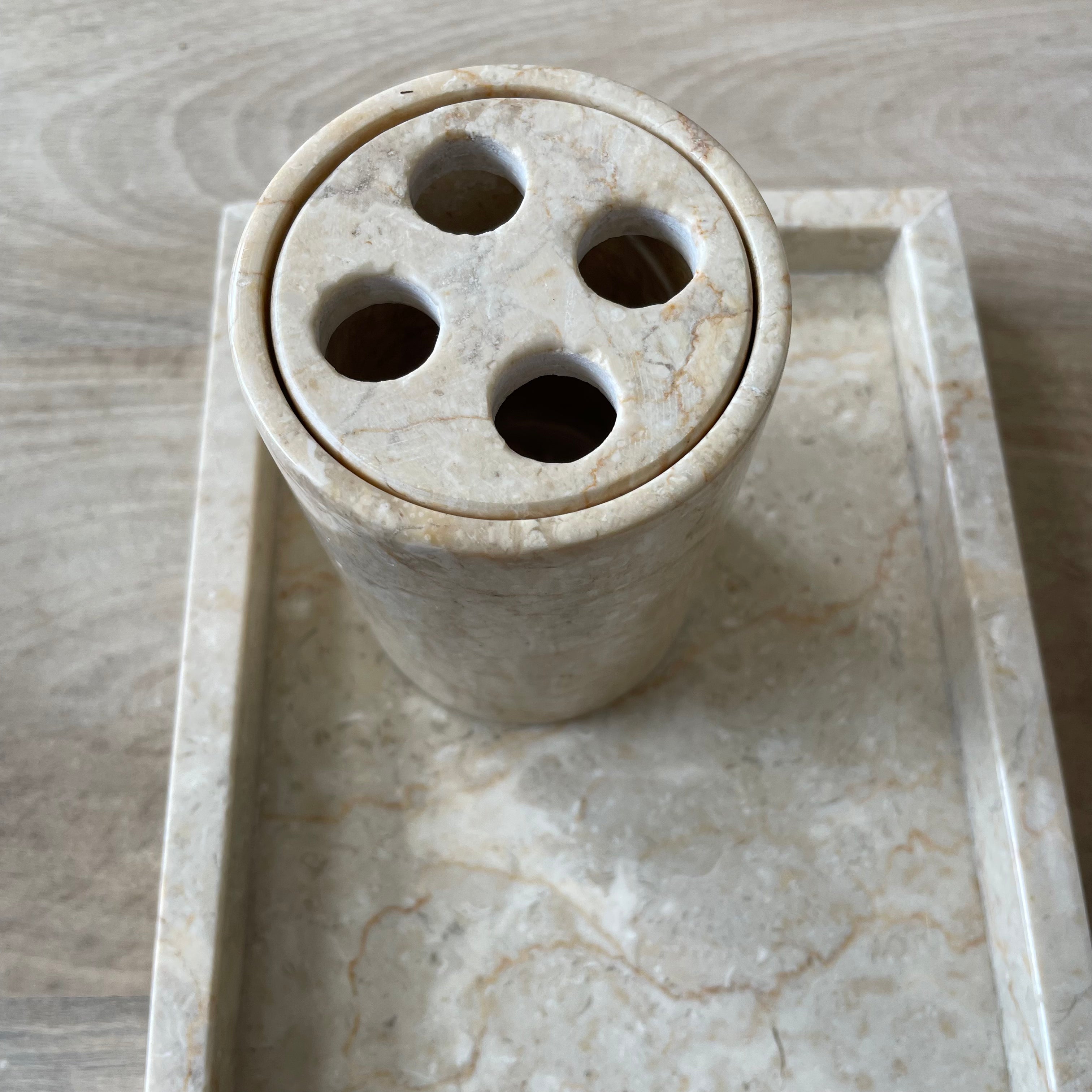 Beige Marble Stone Tooth Brush Holder