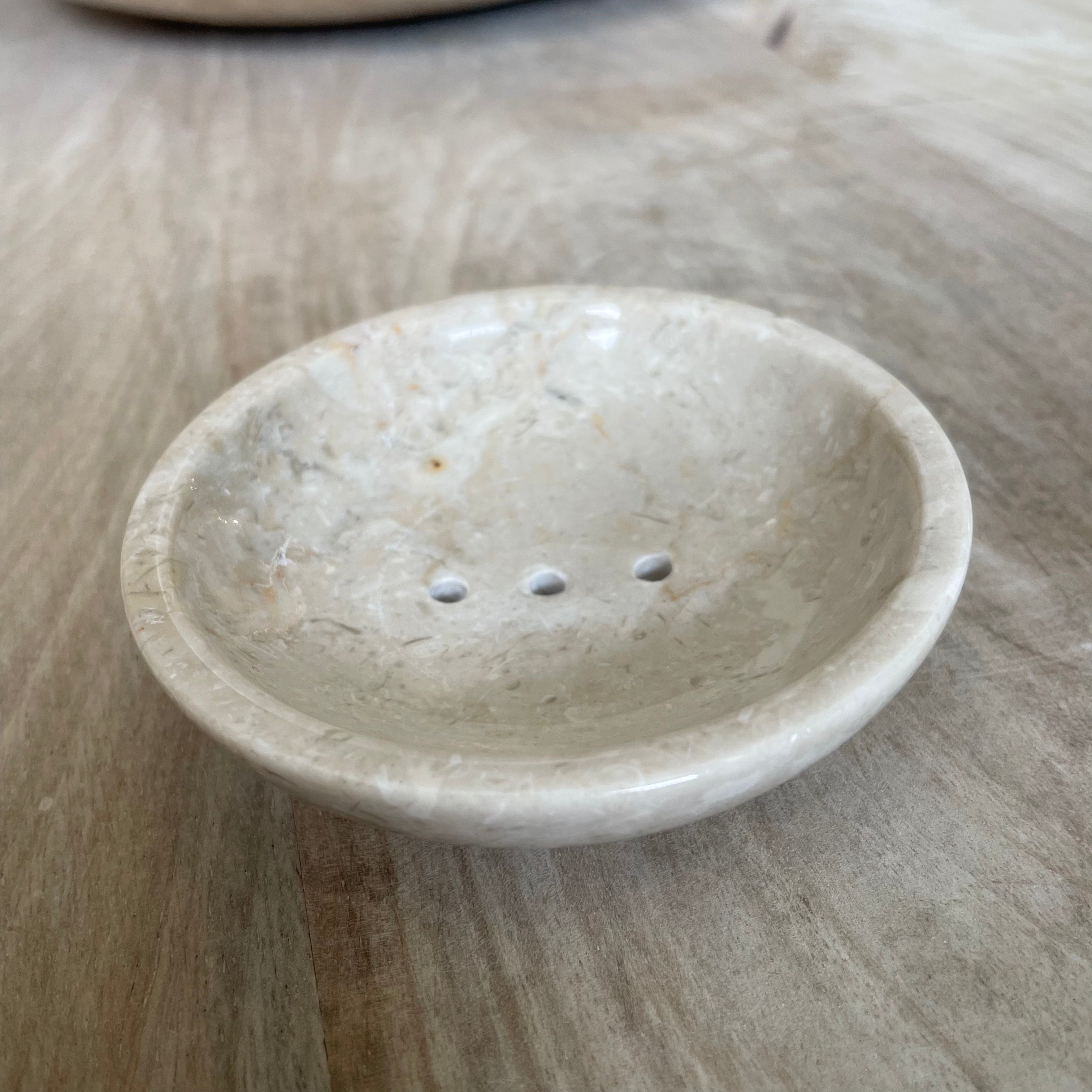 Marble Stone Soap Dish 9cm Dia - Beige