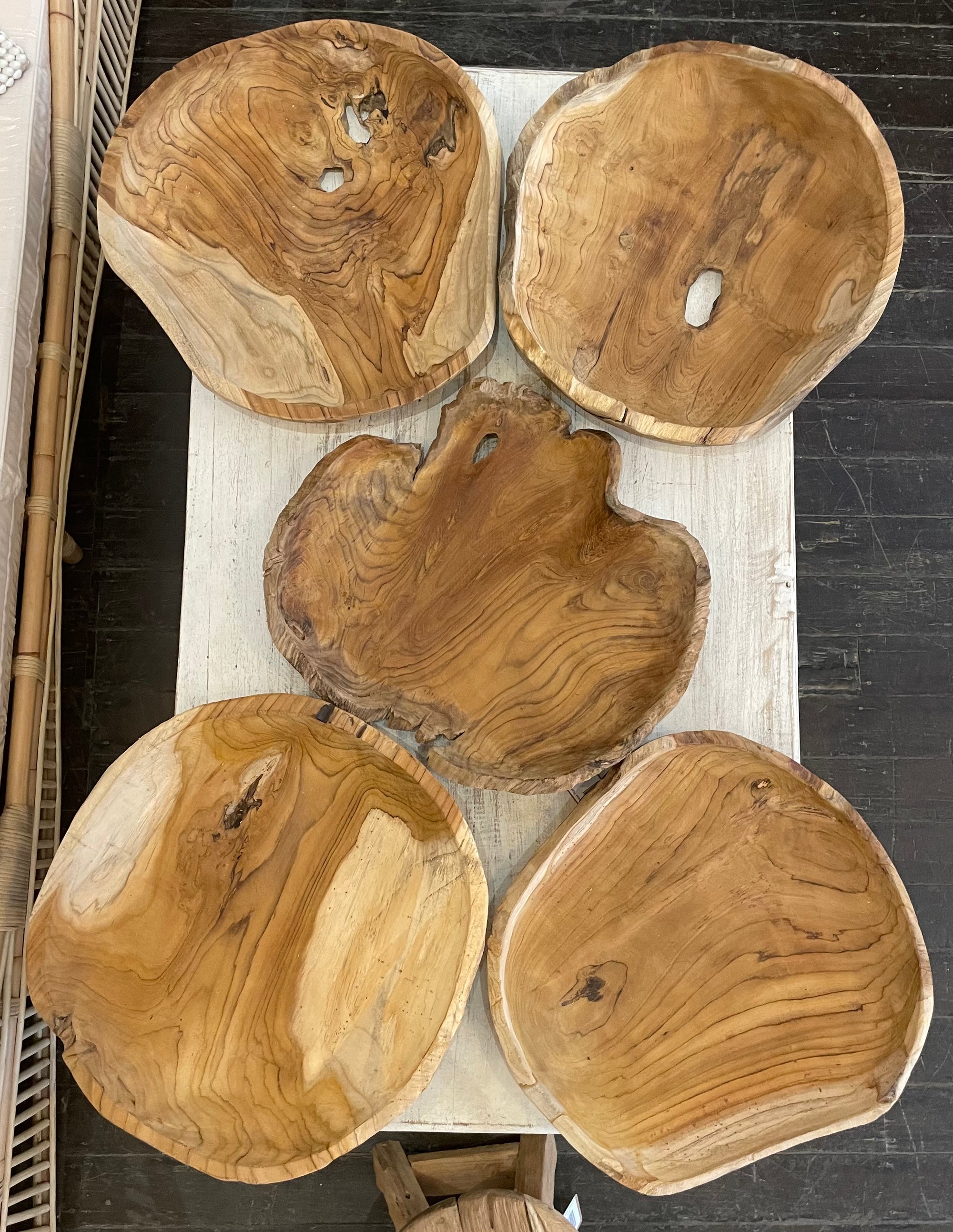 Large Rustic Teak Timber Bowl