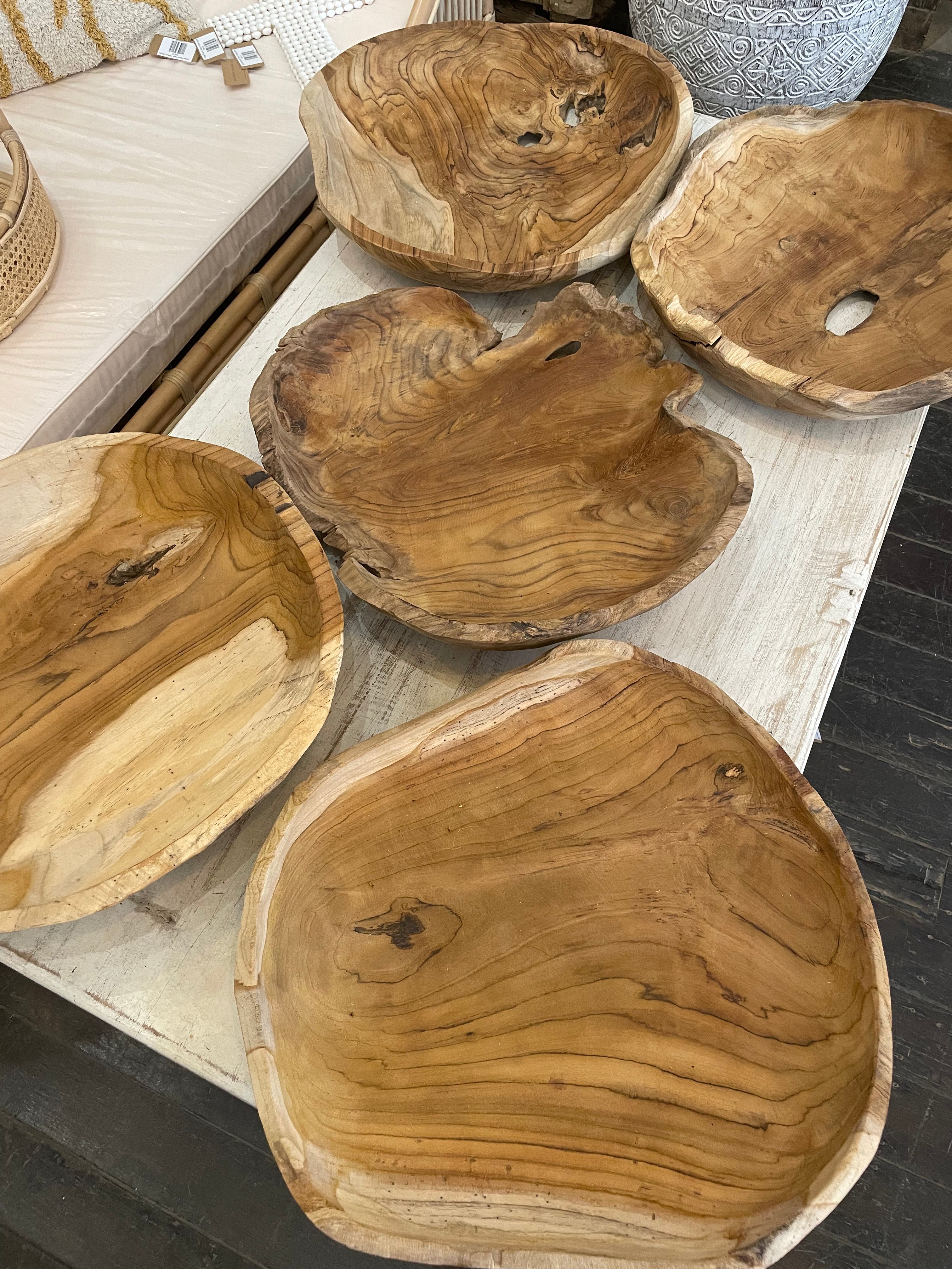 Large Rustic Teak Timber Bowl