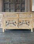 Indah White Wash Carved Teak Vanity - 150cm Length