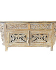 Indah White Wash Carved Teak Vanity 150cm