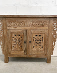 Indah White Wash Carved Teak Vanity 100cm