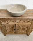 Indah White Wash Carved Teak Vanity 100cm