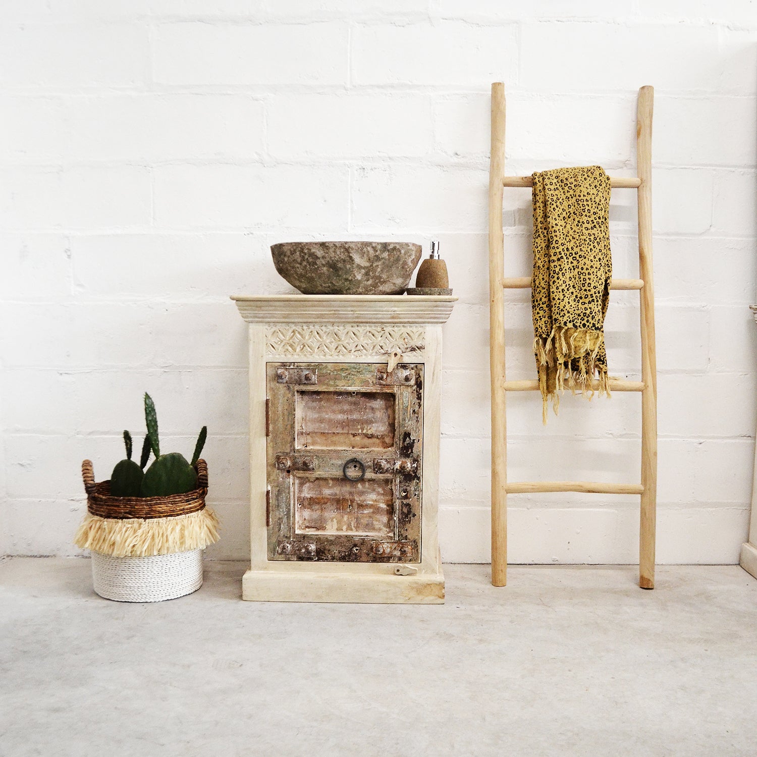 Indian Acid Wash Timber 60x40x80cm Vanity | Assorted Designs