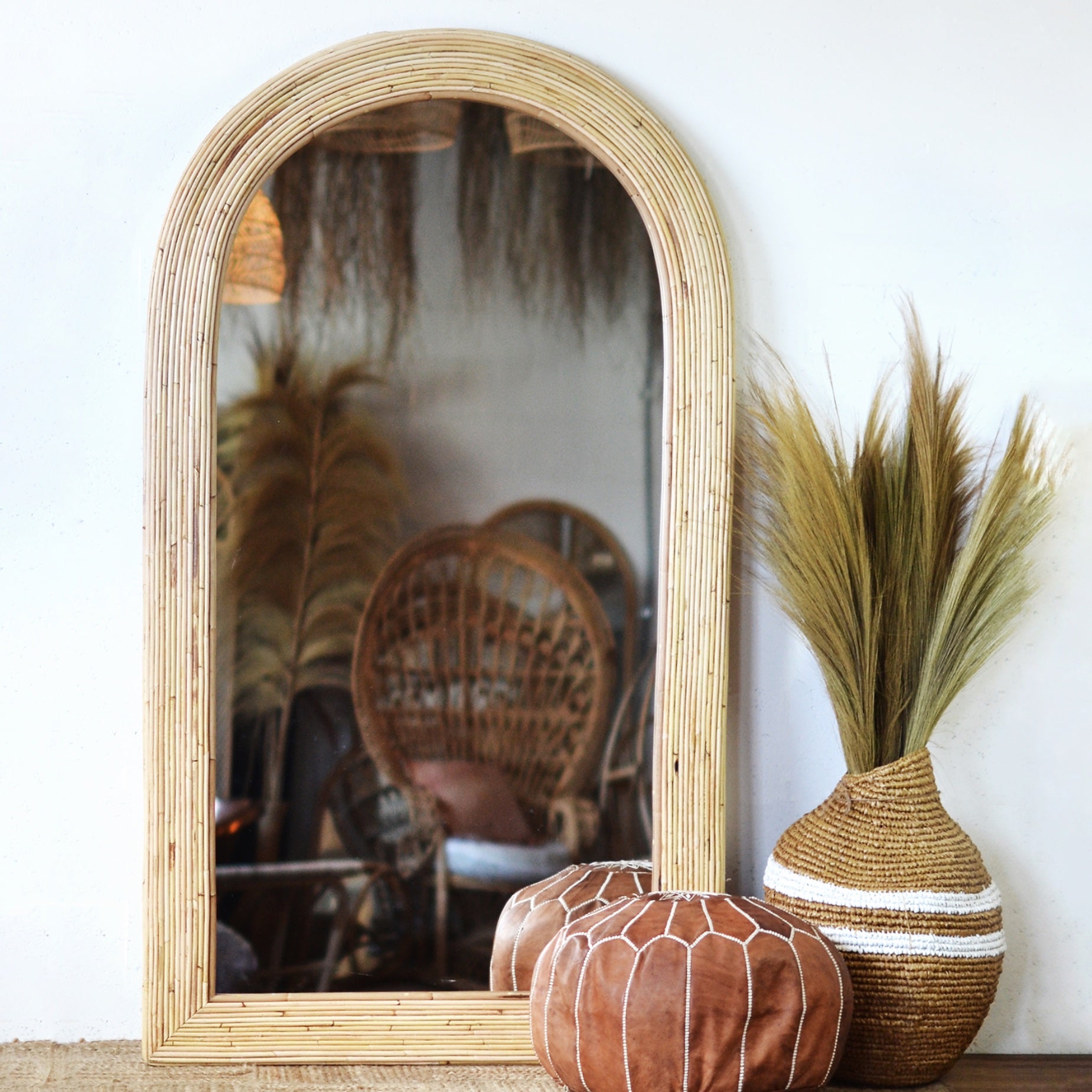 Isla Arch Rattan Mirror 100x180cm