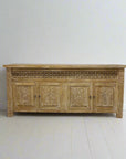 Kediri White Wash Carved Teak Vanity - 180cm Length