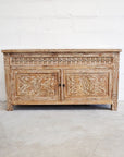 Kediri White Wash Carved Teak Vanity 150cm