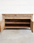 Kediri White Wash Carved Teak Vanity 150cm