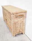 Kediri White Wash Carved Teak Vanity 150cm