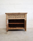 Kediri White Wash Carved Teak Vanity 90cm