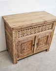 Kediri White Wash Carved Teak Vanity 90cm