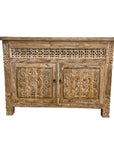 Kediri White Wash Carved Teak Vanity 120cm