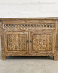Kediri White Wash Carved Teak Vanity 120cm