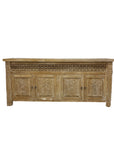 Kediri White Wash Carved Teak Vanity - 180cm Length