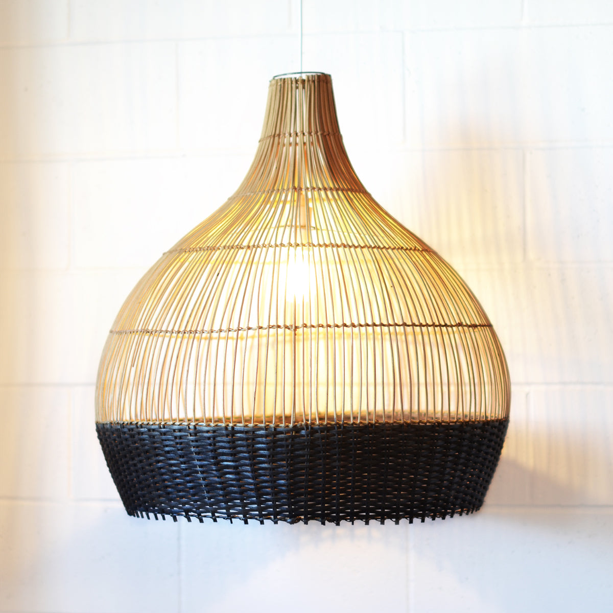 Black rattan store pendant shade