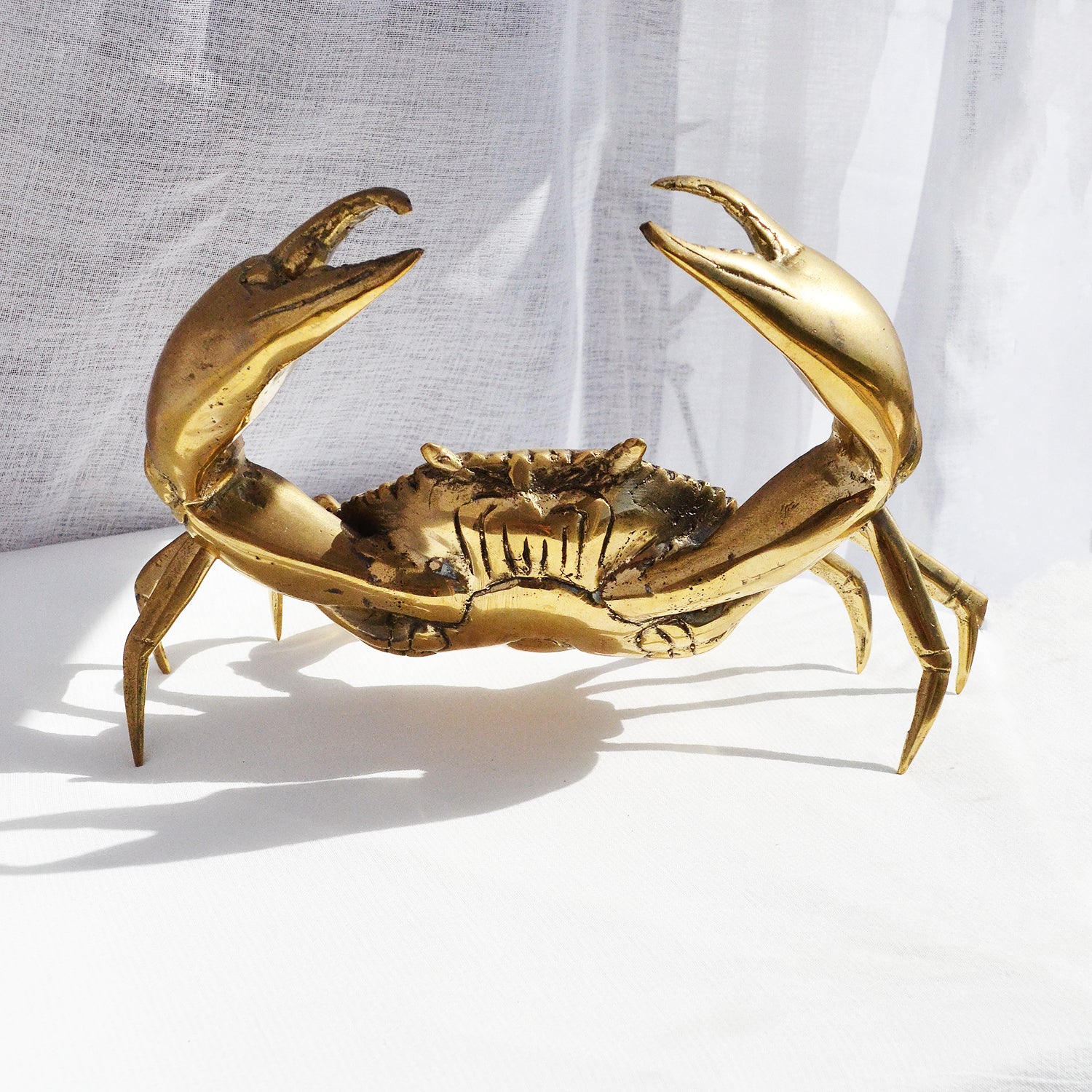 Large Gold Crab 22cm Sculpture Ornament - Nautical Home Decor