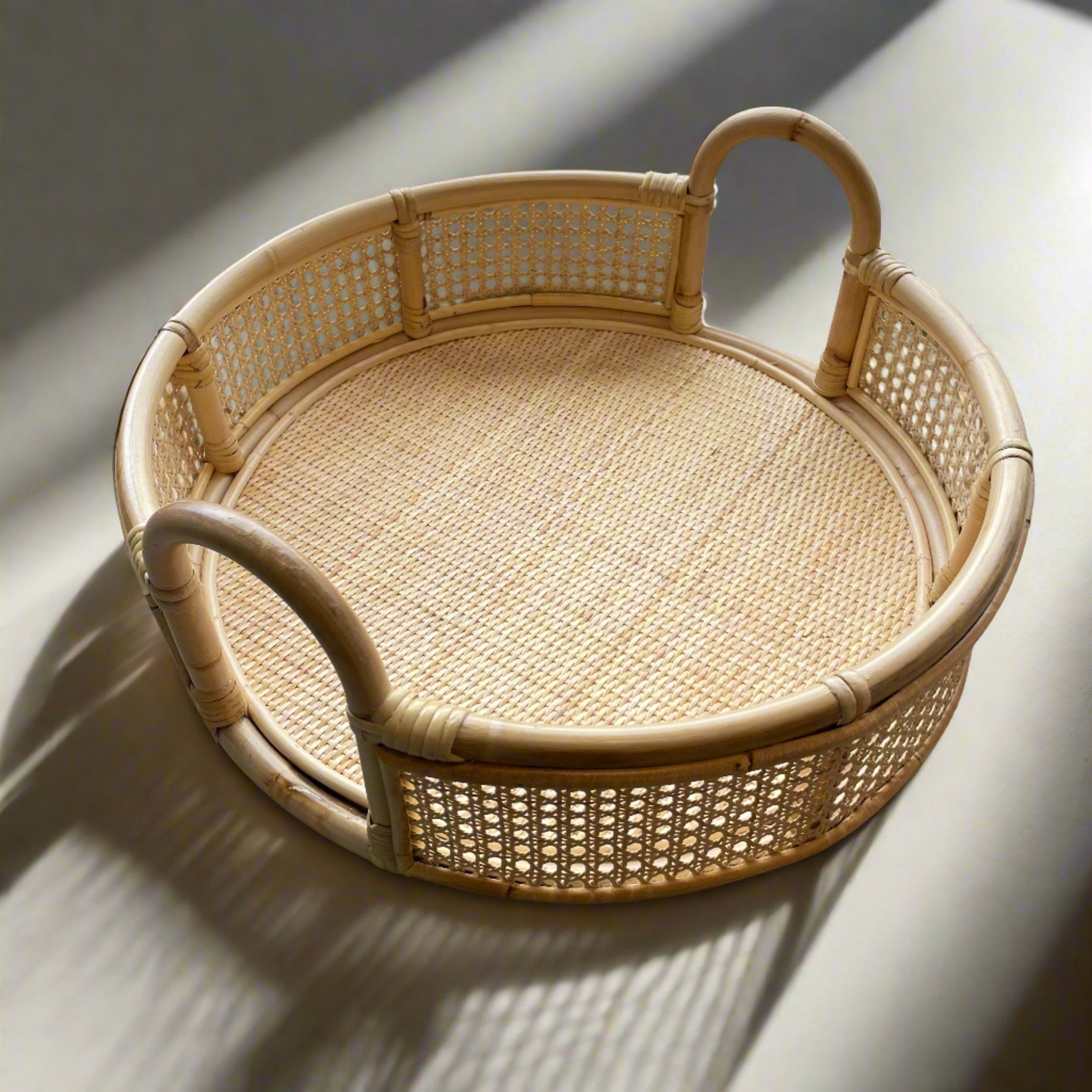 Large Mala Round Rattan Tray – Paradise Living - Main Image