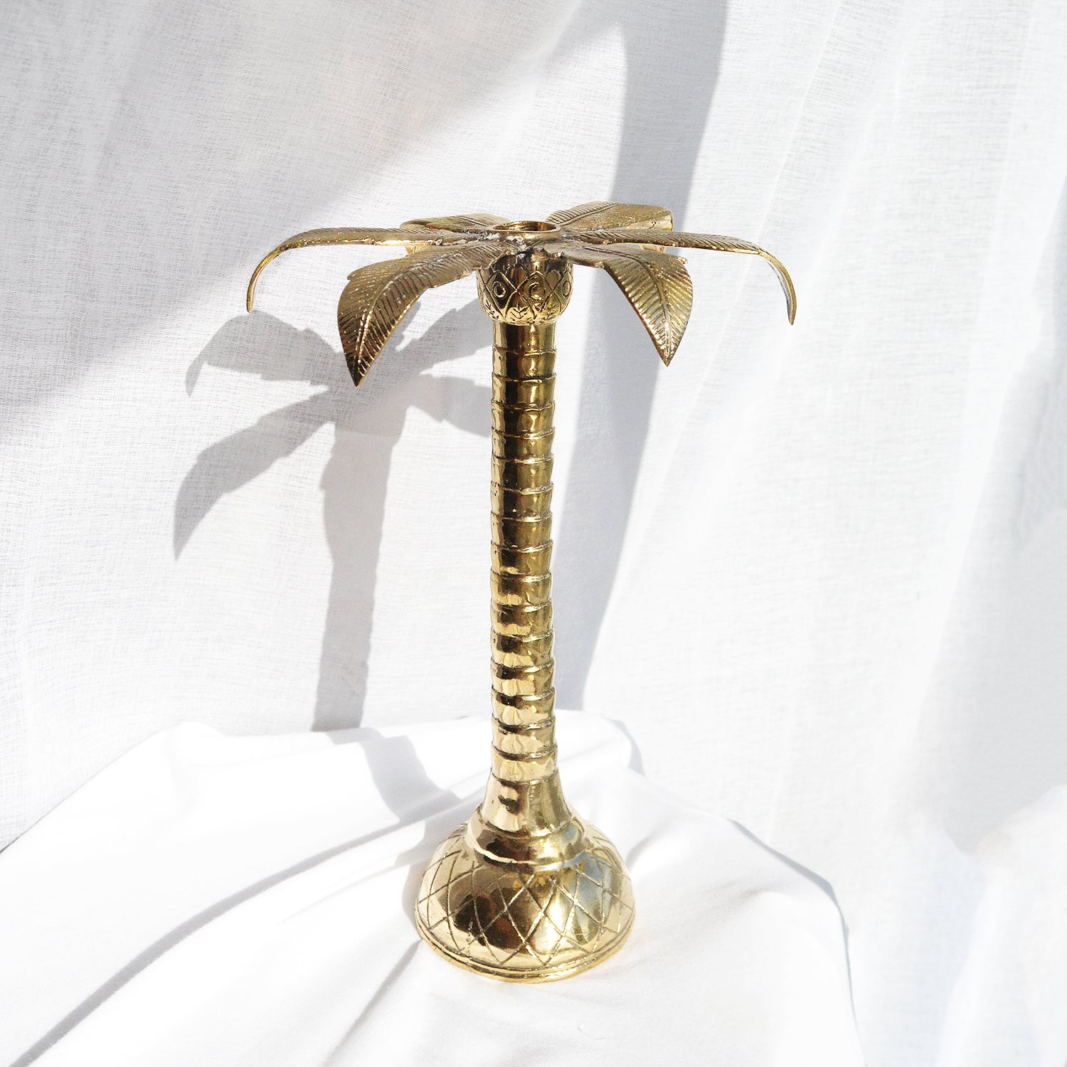 Large Palm Tree Brass Candleholder