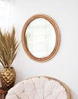 Large Round Rattan Mirror 80cm Dia