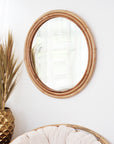 Large Round Rattan Mirror 80cm Dia