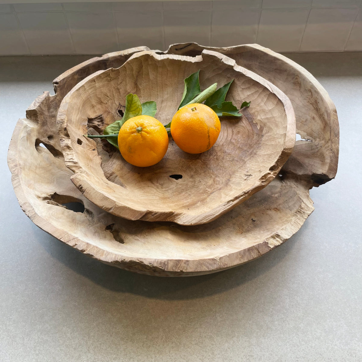 Medium Rustic Teak Timber Bowl