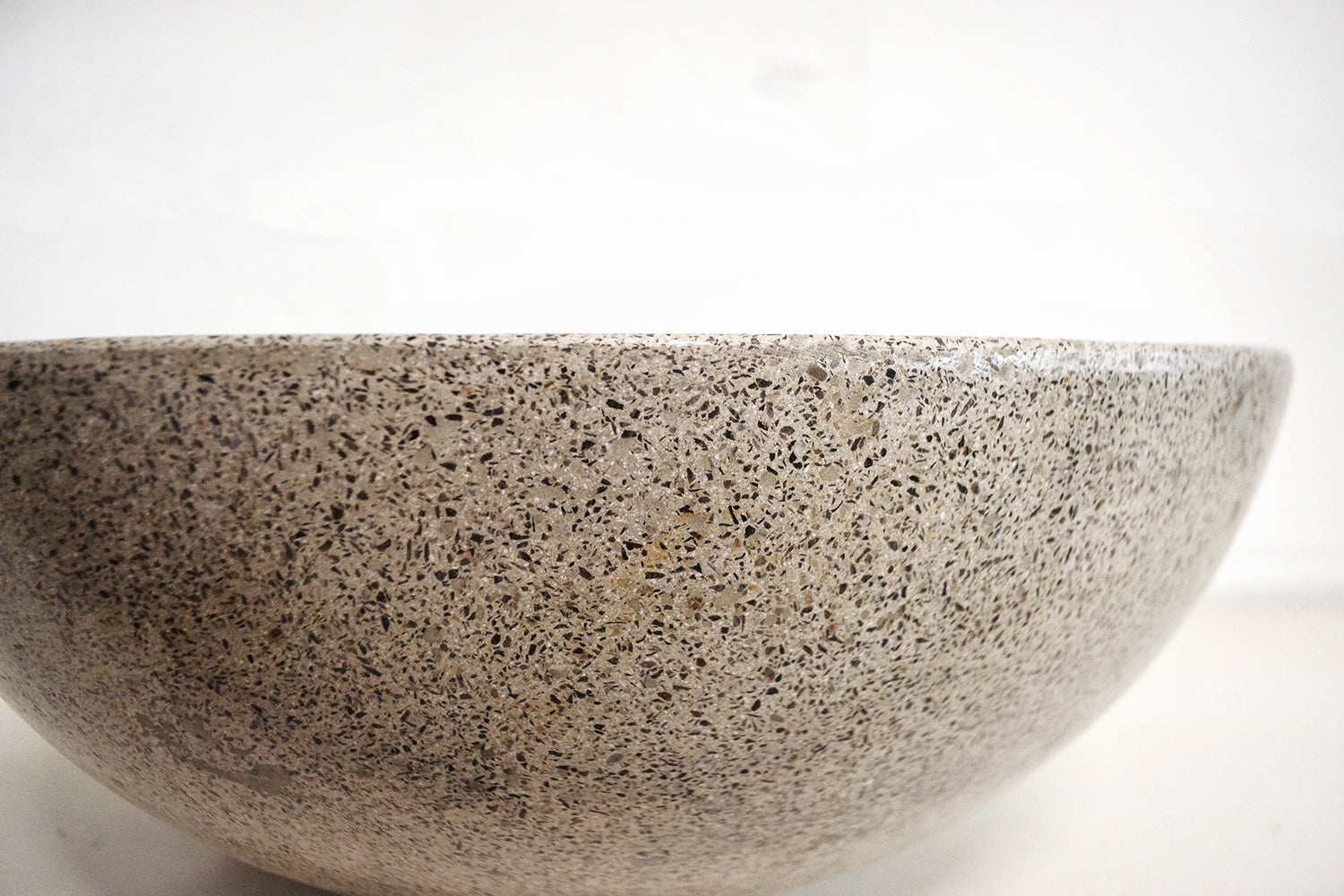 Round Concrete Terrazzo Stone Basin - Light Grey