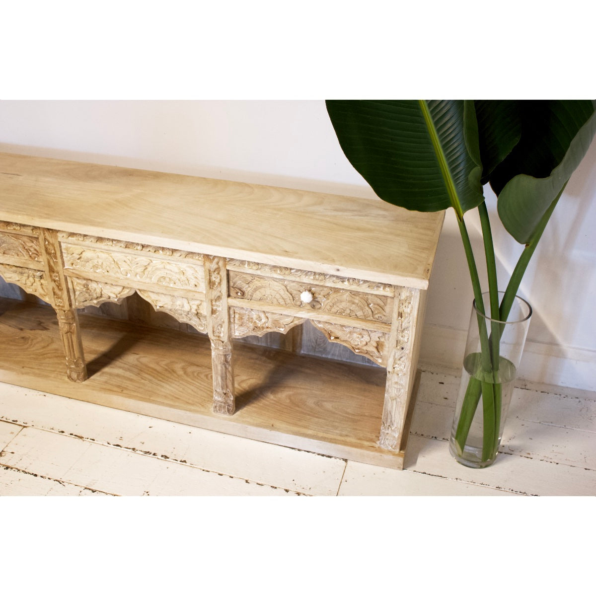 Low Indian Acid Wash Arch Timber Sideboard 200cm