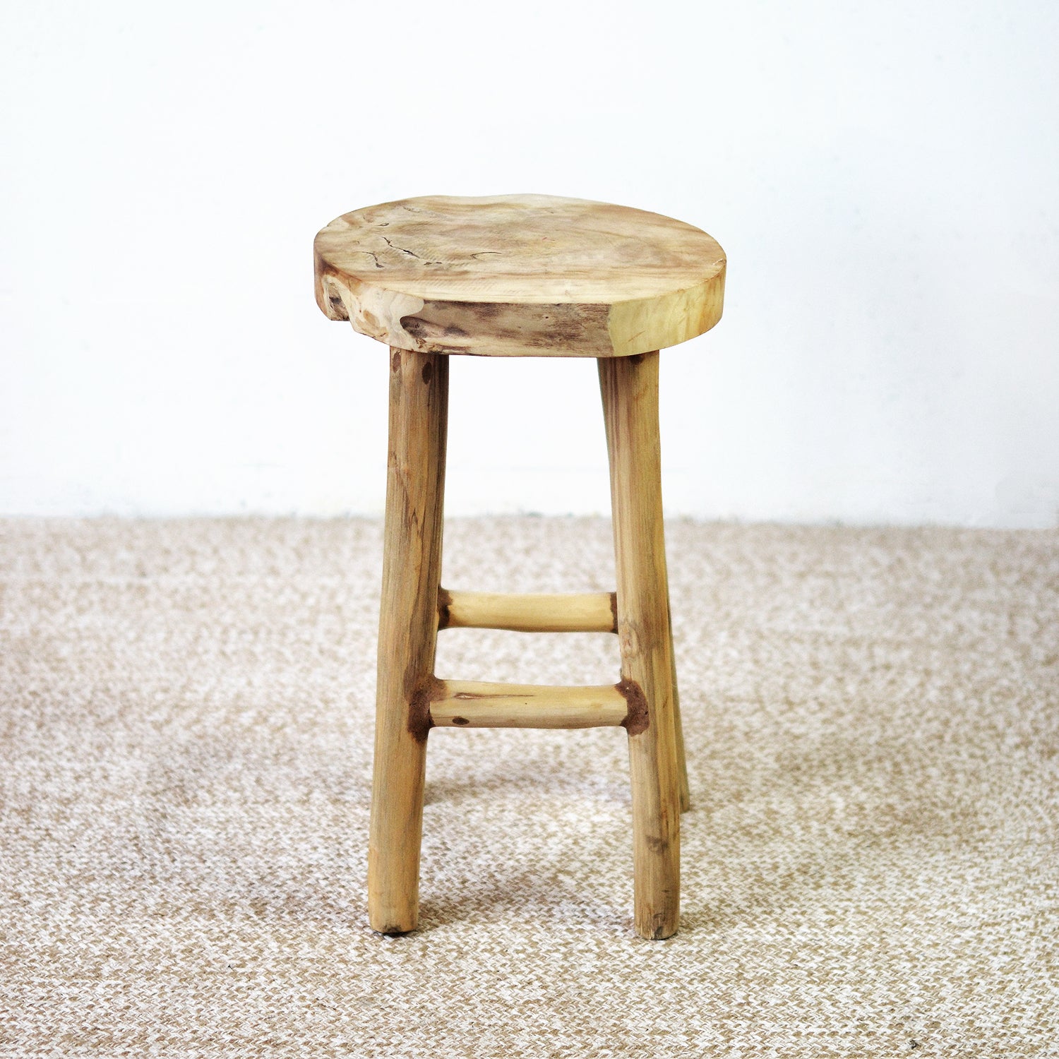 Medium Cabana Rustic Teak Stool 55cm Paradise Living Co