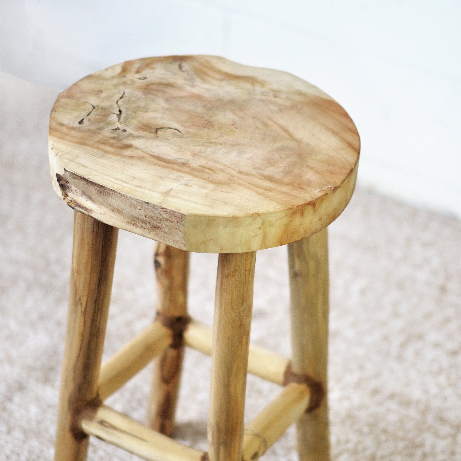 Medium Cabana Rustic Teak Stool 55cm Paradise Living Co