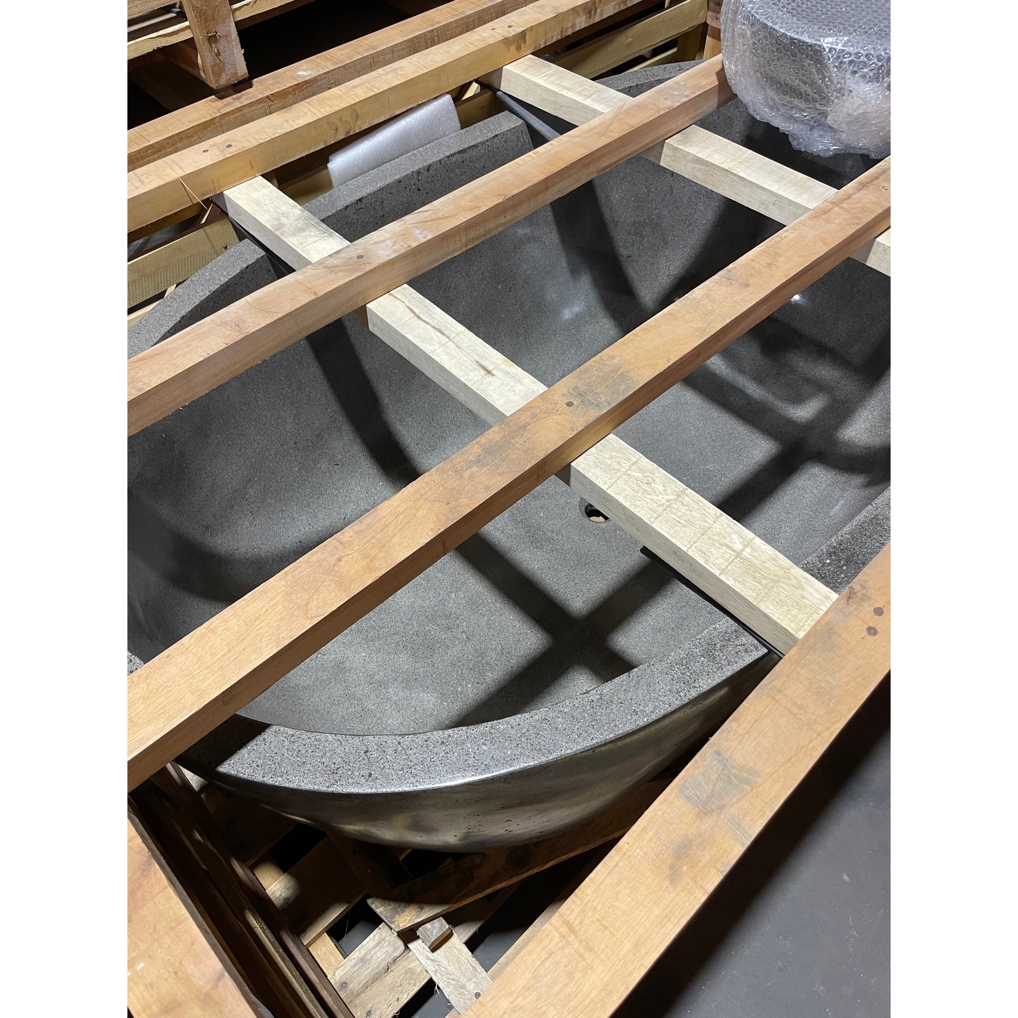 Oval Concrete Terrazzo Stone Bath 1500x900x550mm - Mid Grey