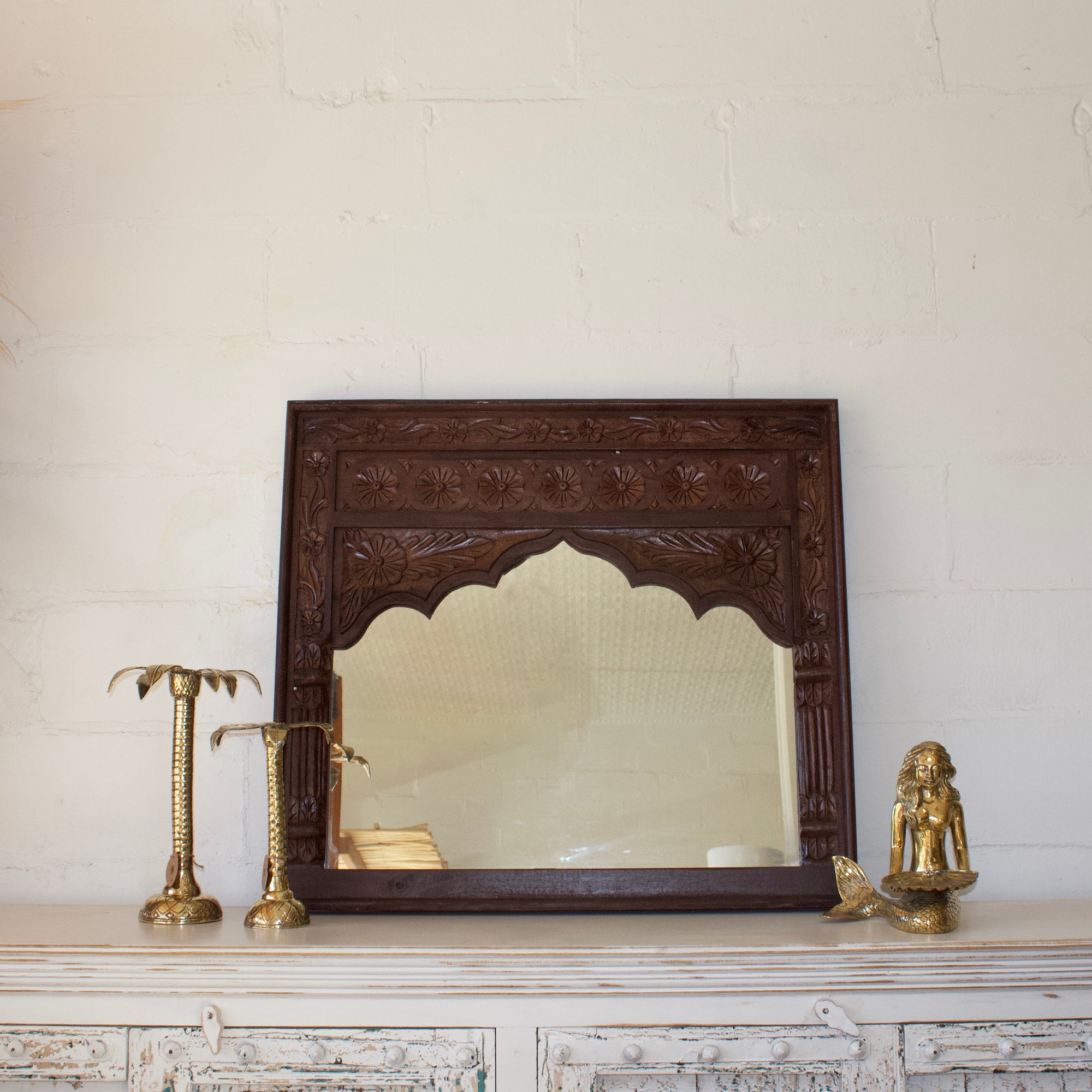 Natural Indian Arch Mehrab Mirror 80x90cm