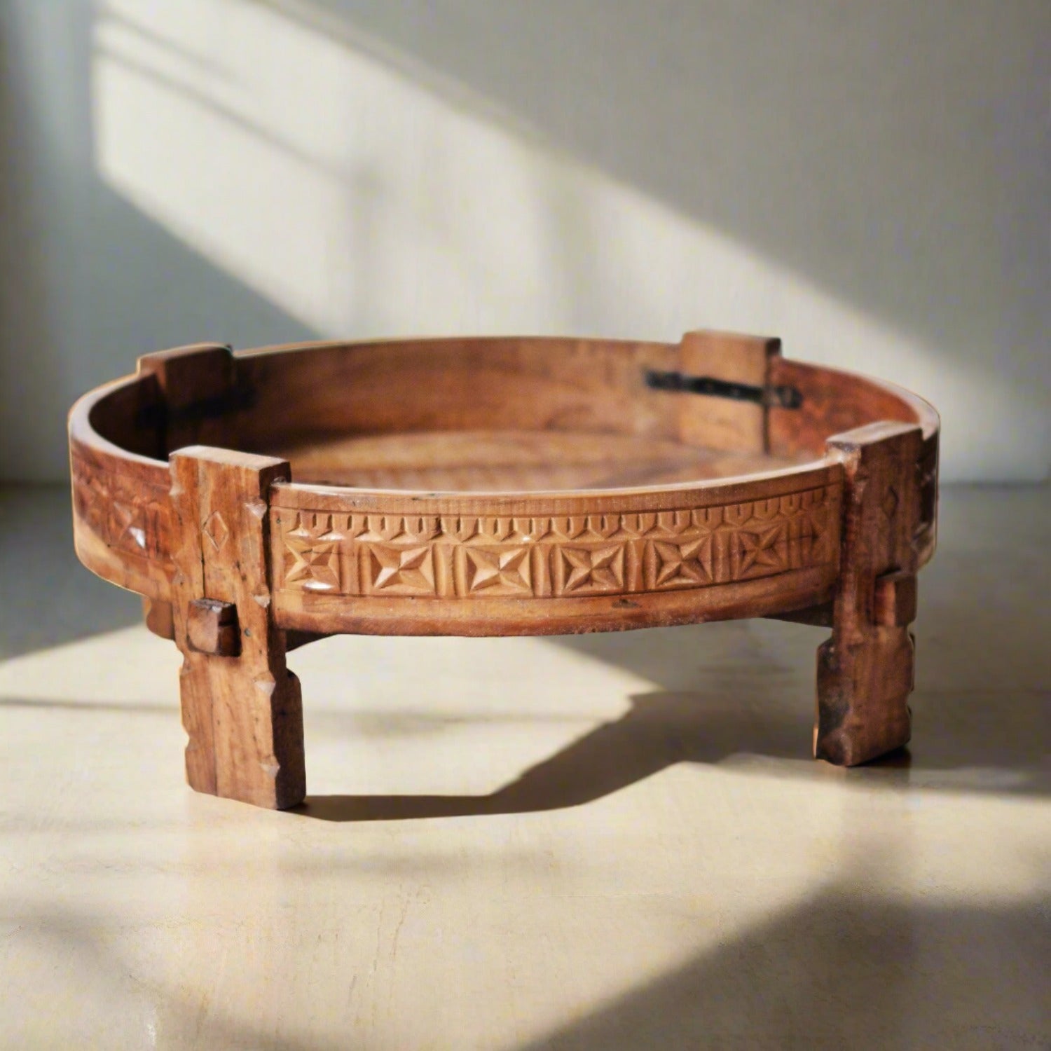 Natural Indian Timber Grinder Tables 70cm