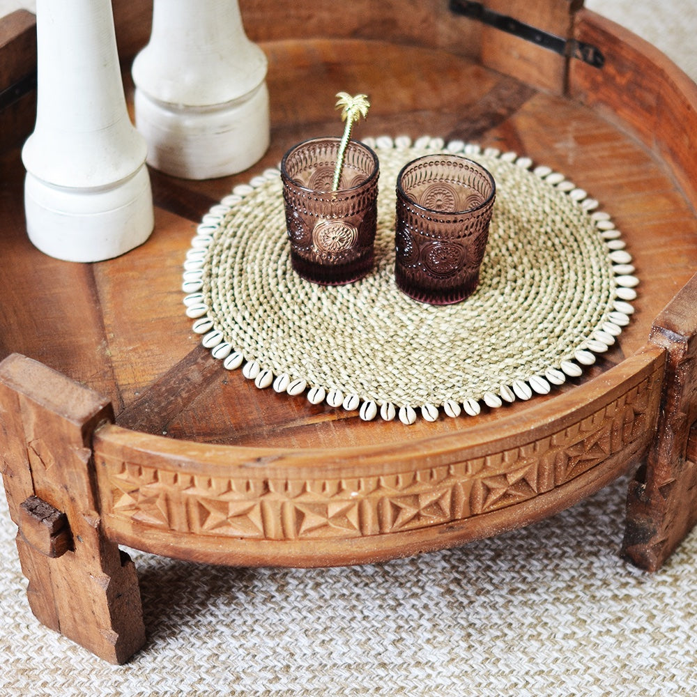 Natural Indian Timber Grinder Tables 70cm