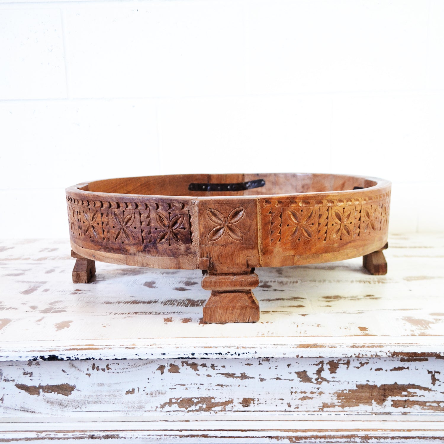 Natural Indian Timber Grinder Tables 70cm